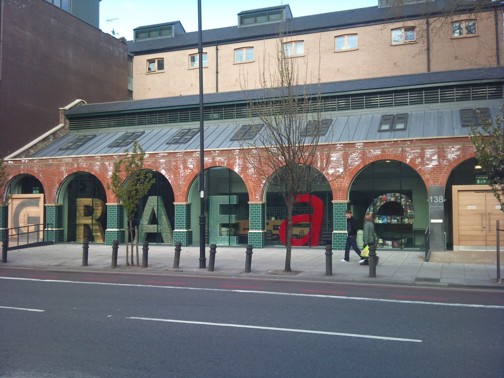 Image of the Graeae building. Through the windows you can see large letters spelling out G R A E A E.